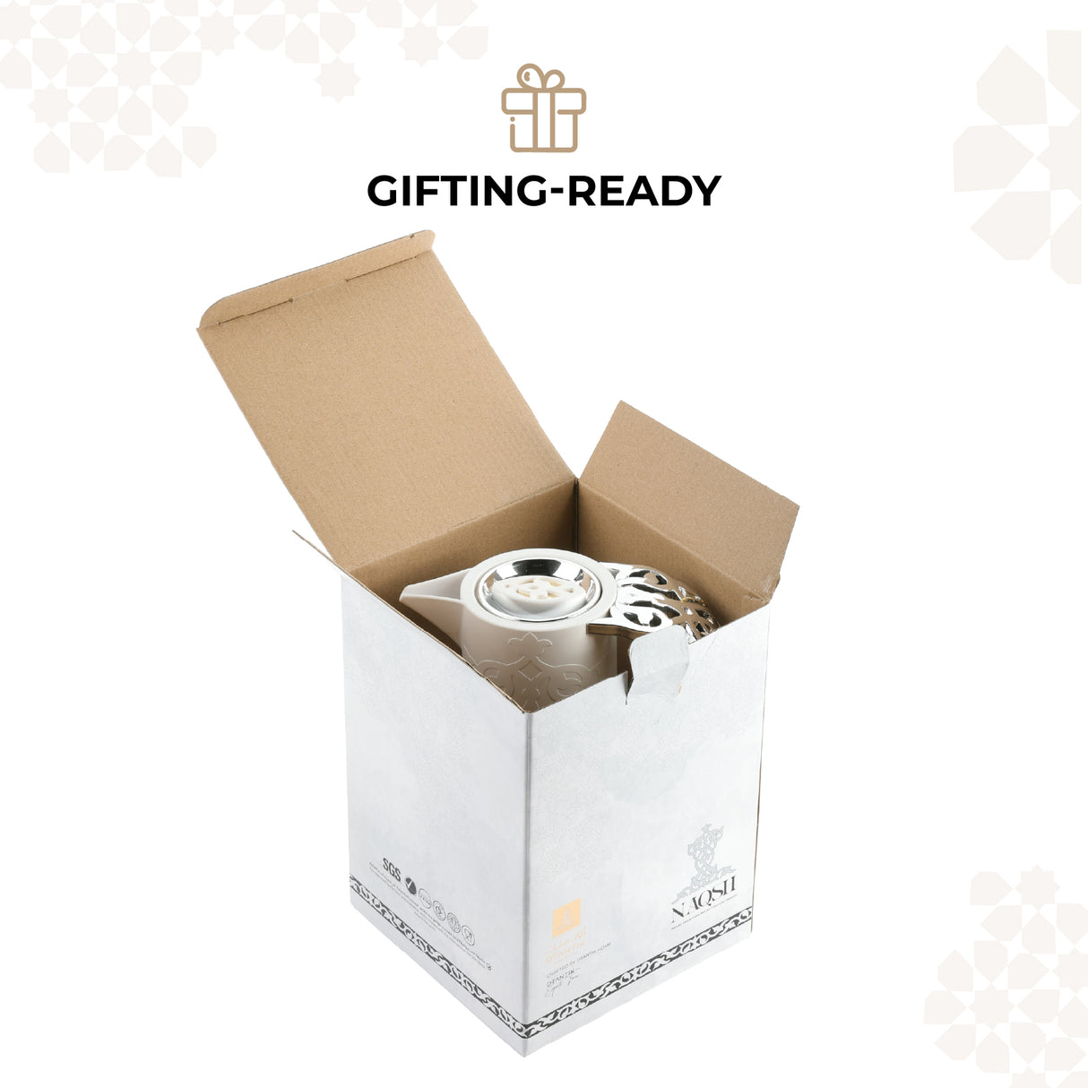 Naqsh - Vacuum Flask / Thermos - White & Silver