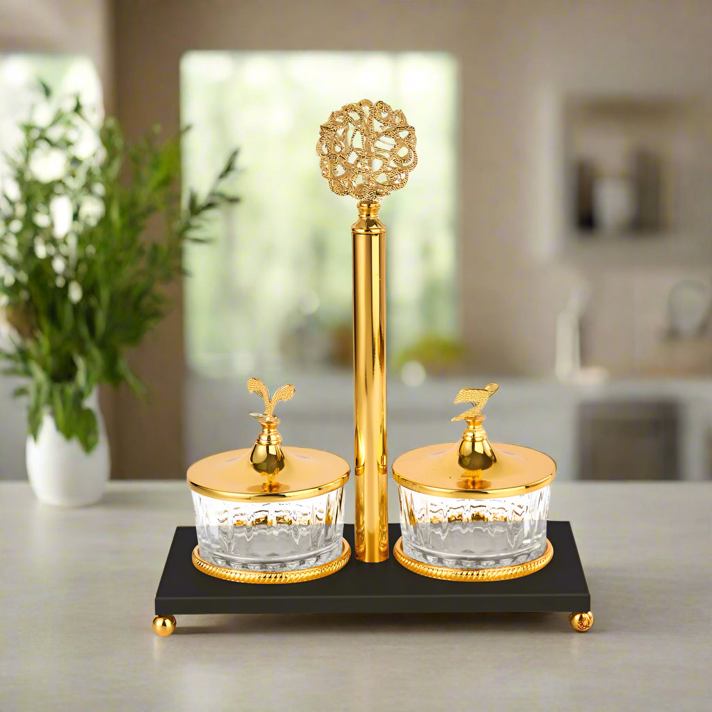 Zuwar - Snack Serving Set (2 Bowls) - Black & Gold