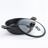 Julia Elite Pro Plus 12.5" Nonstick Shallow Cooking Pot with Lid – Black
