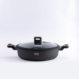 Julia Elite Pro Plus 12.5" Nonstick Shallow Cooking Pot with Lid – Black