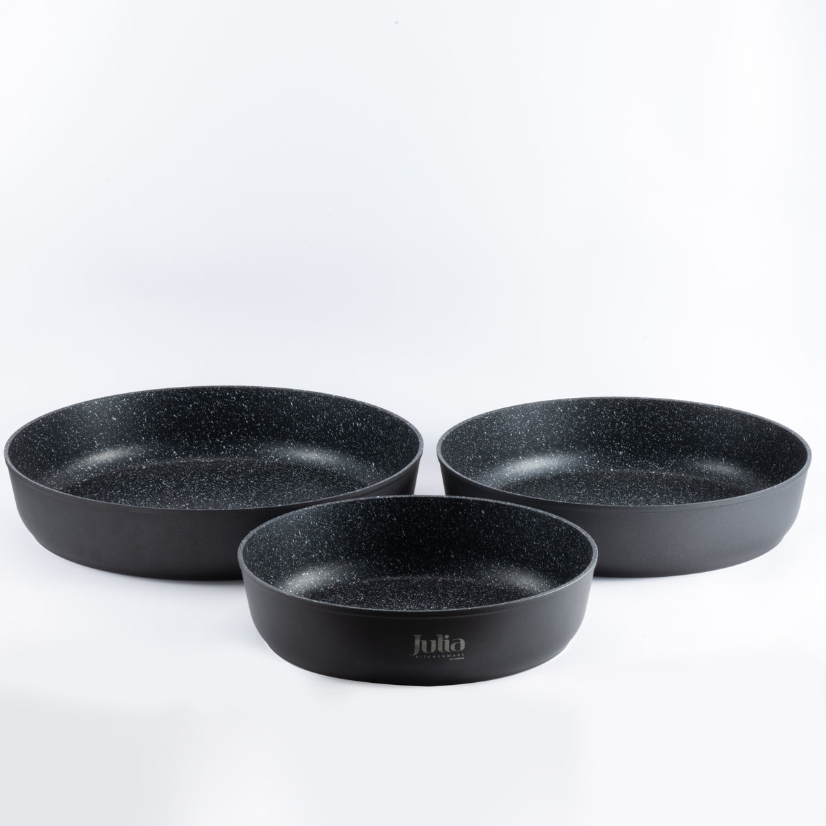 Julia Elite Pro Plus 3-Piece Round Nonstick Baking Pan Set – Black