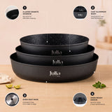 Julia Elite Pro Plus 3-Piece Round Nonstick Baking Pan Set – Black