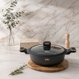 Julia Elite Pro Plus 11" Nonstick Shallow Cooking Pot with Lid – Black