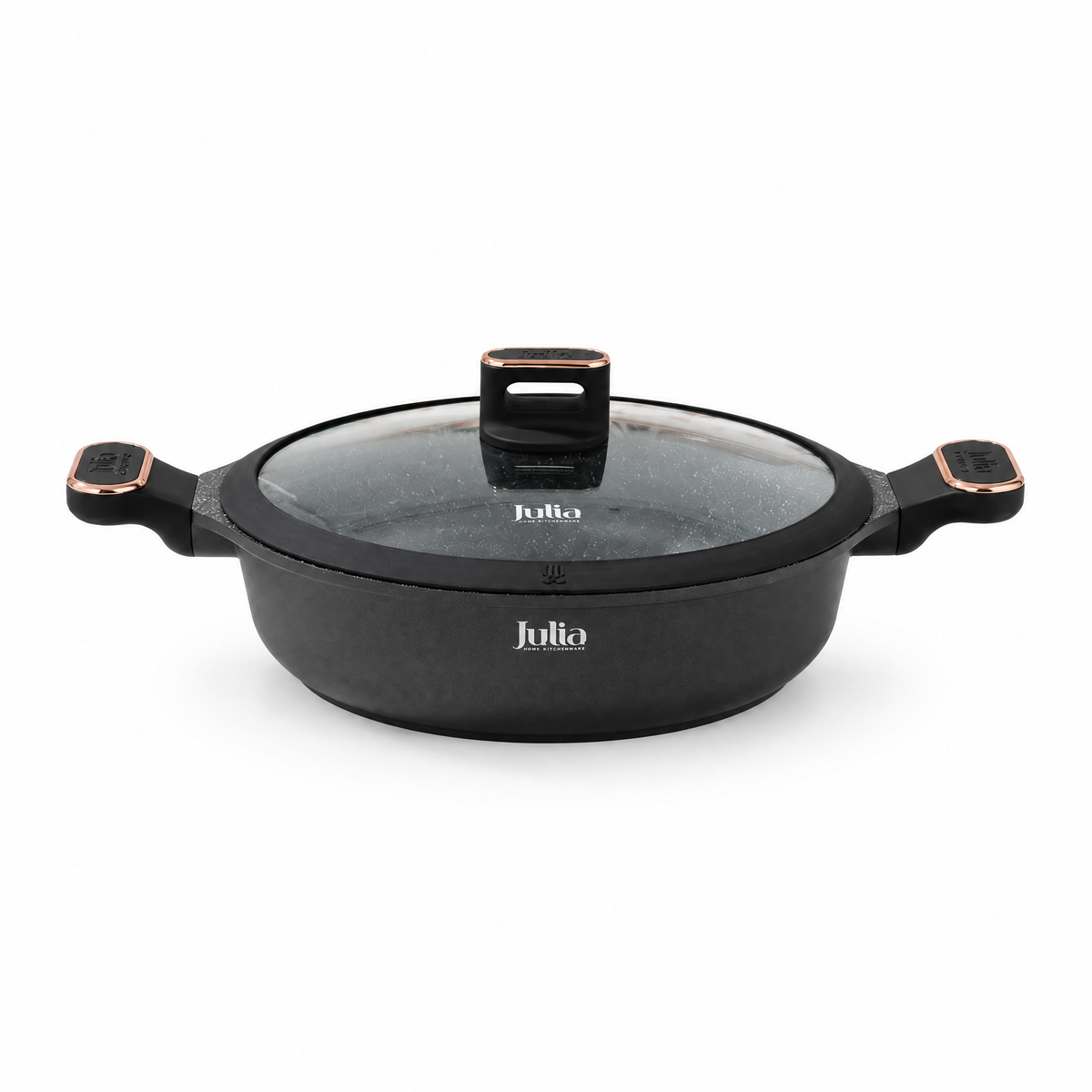 Julia Elite Pro Plus 11" Nonstick Shallow Cooking Pot with Lid – Black