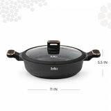 Julia Elite Pro Plus 11" Nonstick Shallow Cooking Pot with Lid – Black