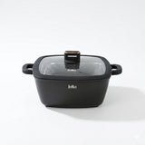 Julia Elite Pro Plus 11" Nonstick Square Cooking Pot with Fry Basket & Lid – Black