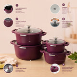 Julia Elite Berry 8-Piece Nonstick Cookware Set – Berry