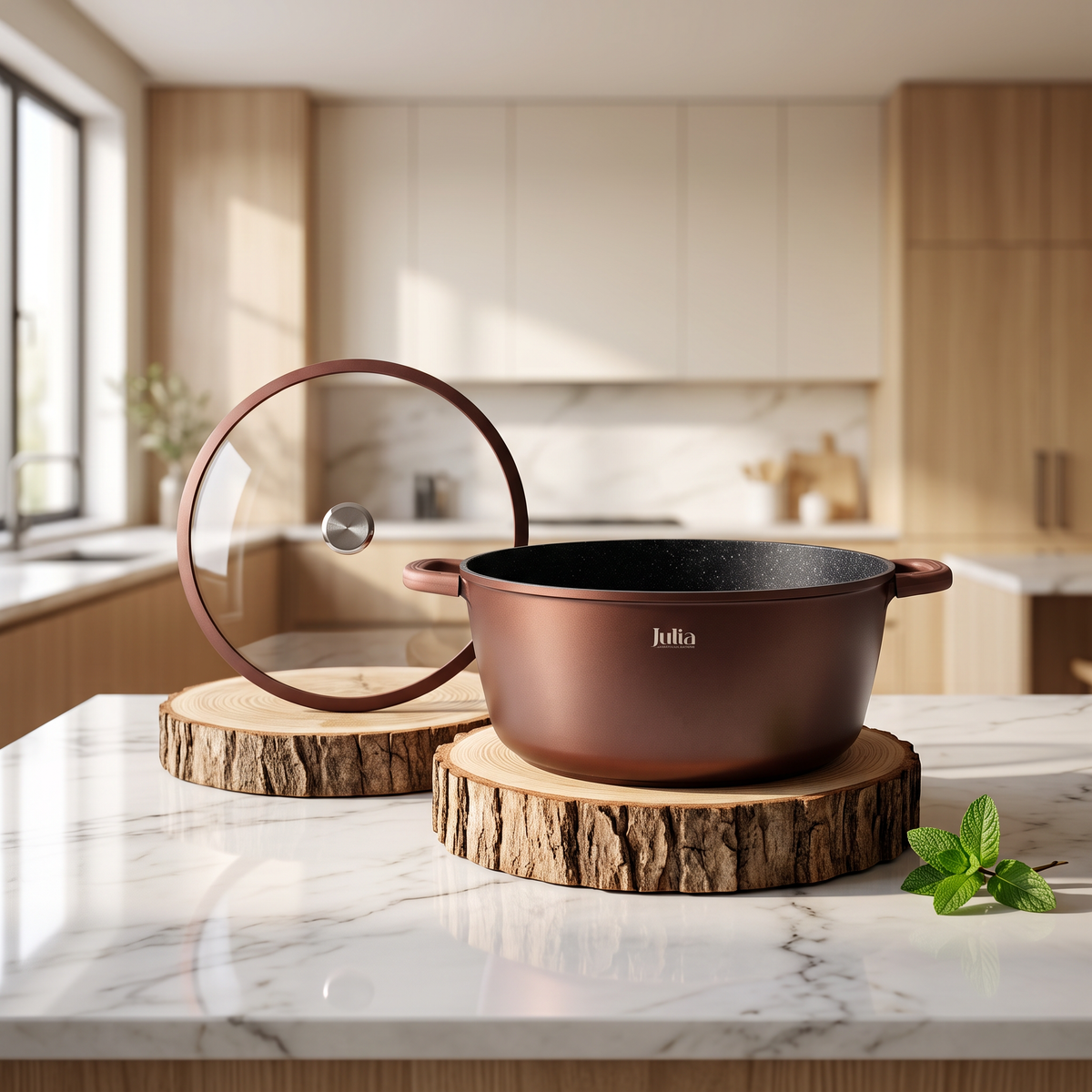 Julia Elite Mocha 16" Nonstick Cooking Pot with Lid – Mocha