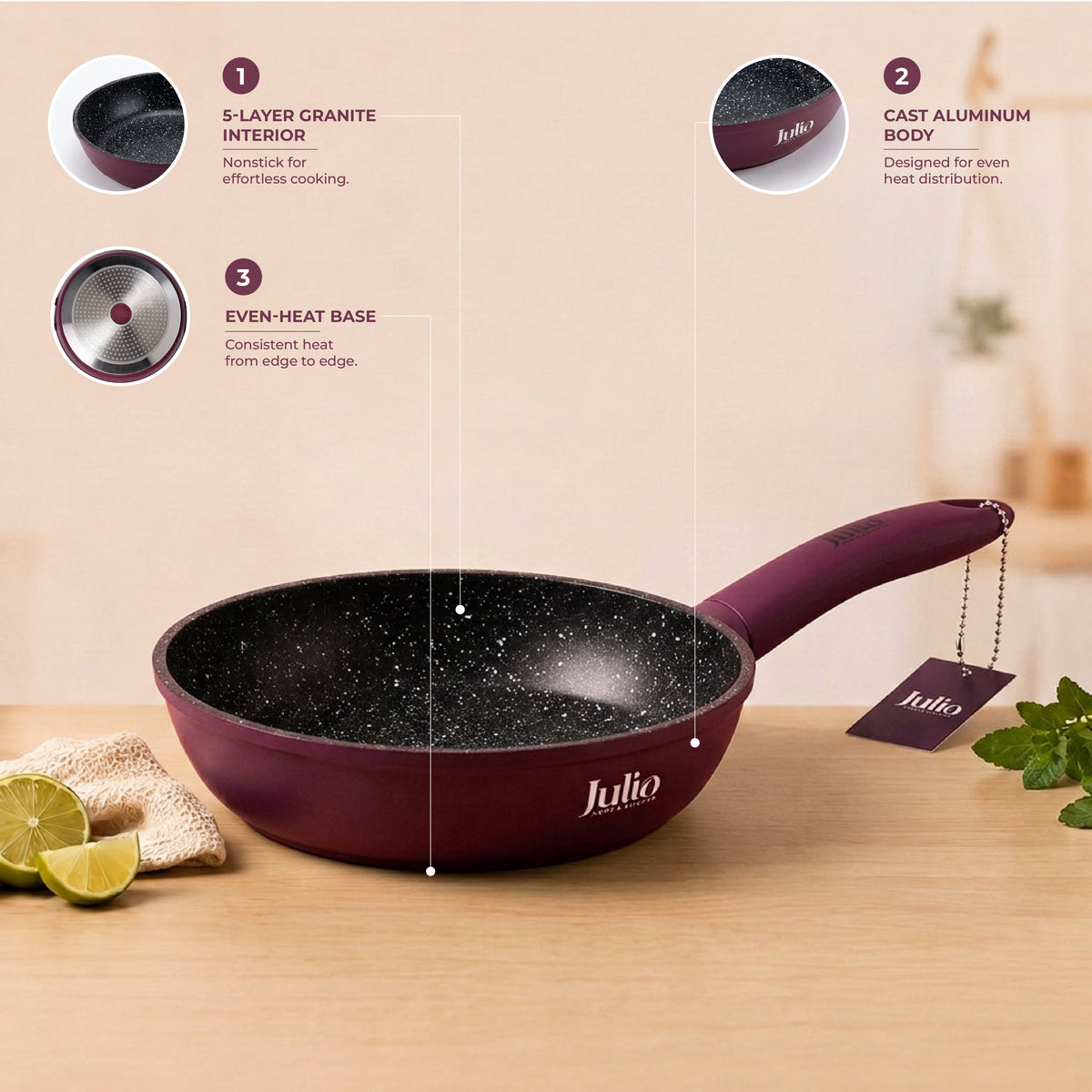 Julia Elite Velvet Berry 8" Nonstick Frying Pan – Velvet Berry