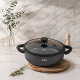 Julia Elite Onyx 11" Nonstick Shallow Cooking Pot with Lid – Onyx Black