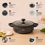 Julia Elite Onyx 11" Nonstick Shallow Cooking Pot with Lid – Onyx Black