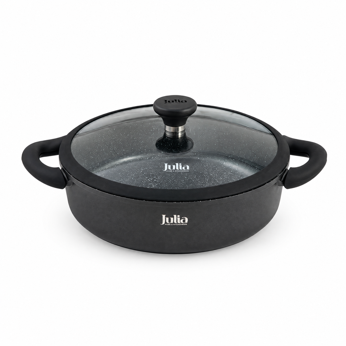 Julia Onyx 11" Nonstick Shallow Cooking Pot with Lid – Onyx Black