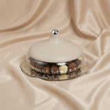 Jiwar - Medium Engraved Date & Dessert Centerpiece - Beige & Silver