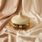Jiwar - Medium Engraved Date & Dessert Centerpiece - Ivory & Gold