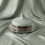 Jiwar - Medium Engraved Date & Dessert Centerpiece - Mint Green & Silver