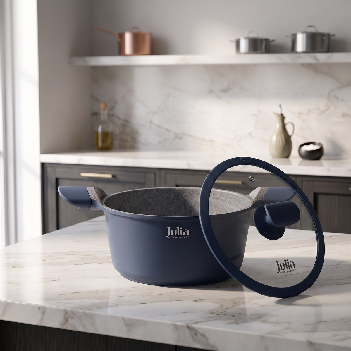 Julia Elite Pro 9.5" Nonstick Cooking Pot with Lid – Blue