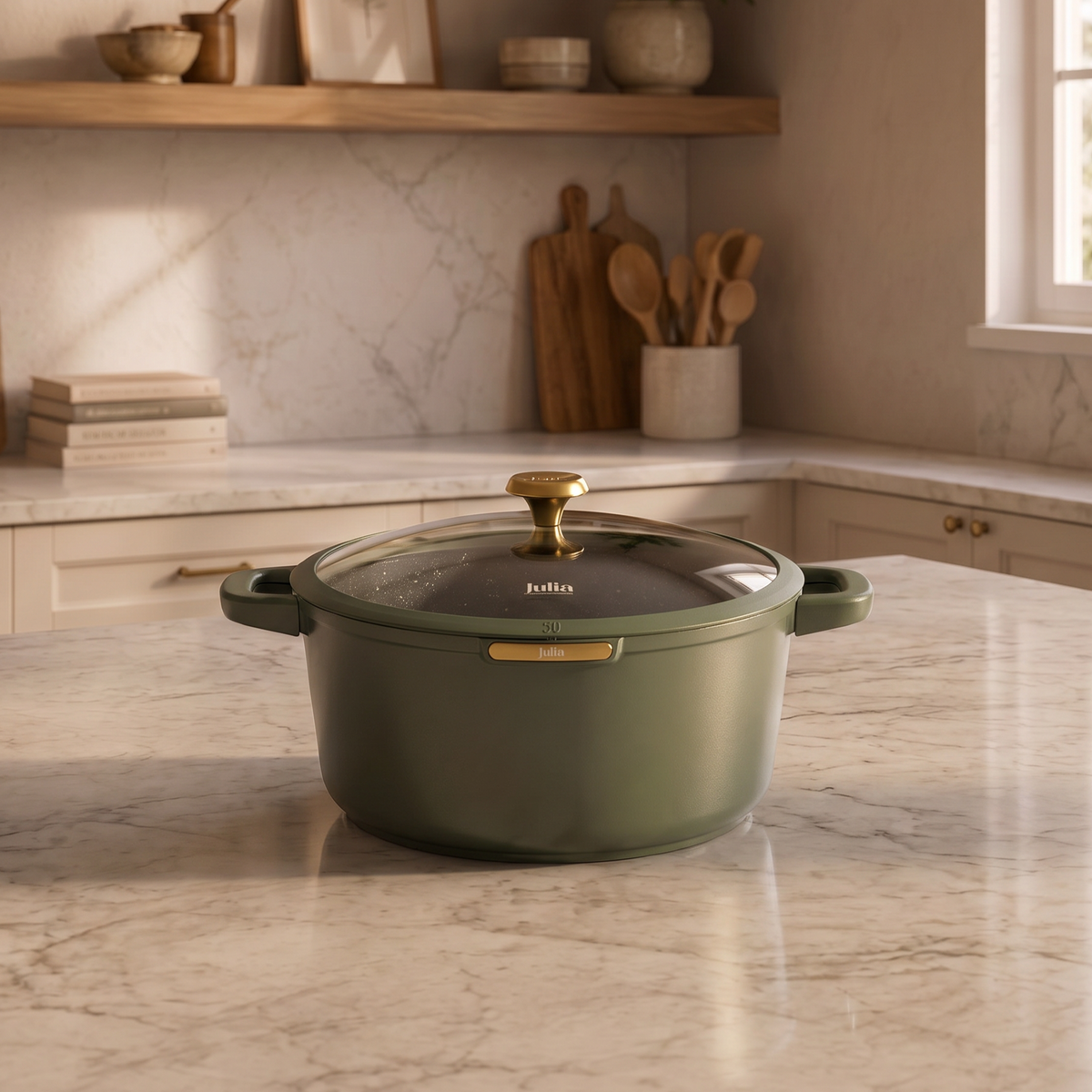 Julia Elite Top 9.5" Nonstick Cooking Pot with Lid – Green