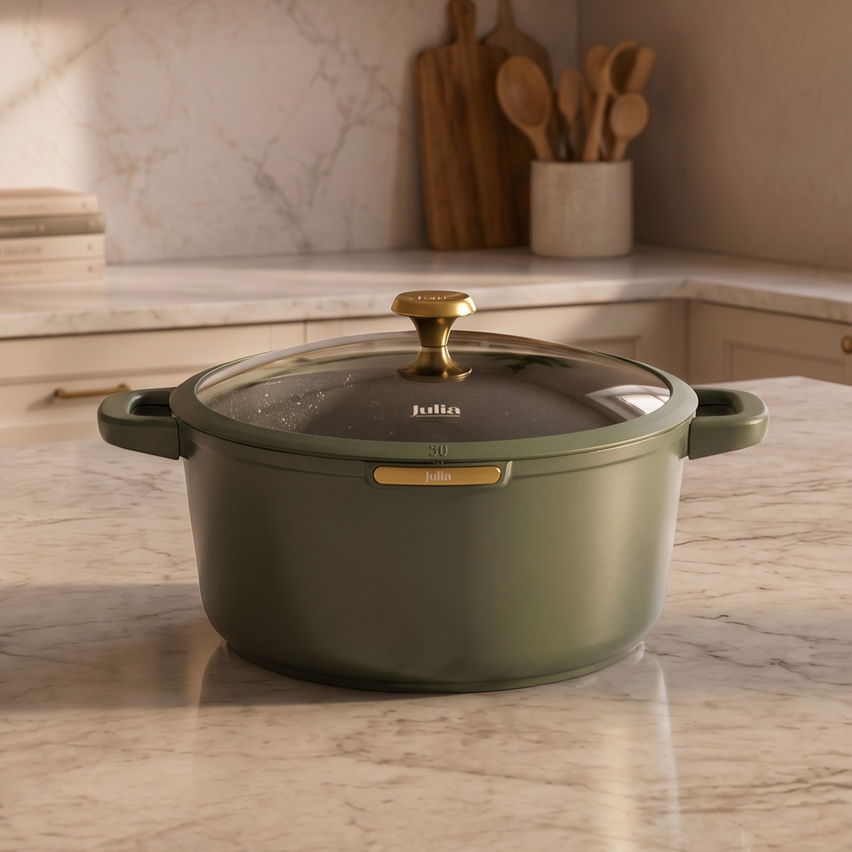 Julia Elite Top 12.5" Nonstick Cooking Pot with Lid – Green
