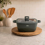 Julia Elite Pro 11" Nonstick Square Cooking Pot with Fry Basket & Lid – Green