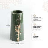 Liqa'a - Large Decorative Vase - Olive Green  & Gold