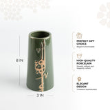 Liqa'a - Medium Decorative Vase - Olive Green  & Gold
