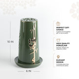 Liqa'a - Large Lantern Candle Holder  - Olive Green  & Gold