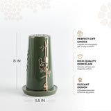 Liqa'a - Medium Lantern Candle Holder - Olive Green  & Gold