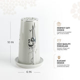 Liqa'a - Large  Lantern Candle Holder  - Grey & Silver