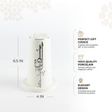 Liqa'a -  Small Lantern Candle Holder - Pearl White & Silver
