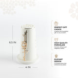 Liqa'a -  Small Lantern Candle Holder - Pearl White & Gold