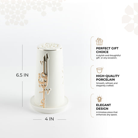 Liqa'a -  Small Lantern Candle Holder - Pearl White & Gold