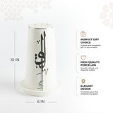 Liqa'a - Large Lantern Candle Holder  - Pearl White & Silver