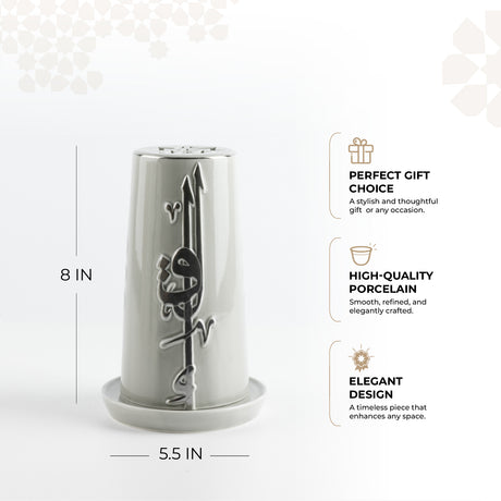 Liqa'a - Medium Lantern Candle Holder - Grey & Silver