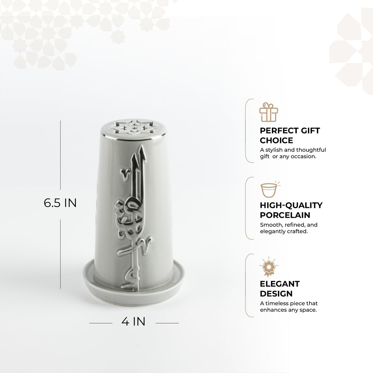 Liqa'a -  Small Lantern Candle Holder - Grey & Silver