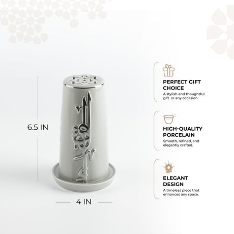 Liqa'a -  Small Lantern Candle Holder - Grey & Silver