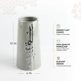 Liqa'a - Large Decorative Vase - Grey & Silver
