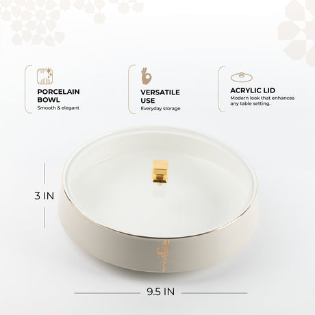 Liqa'a - Large Decorative Canister - Beige & Gold