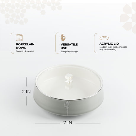 Liqa'a - Medium Decorative Canister - Grey & Silver