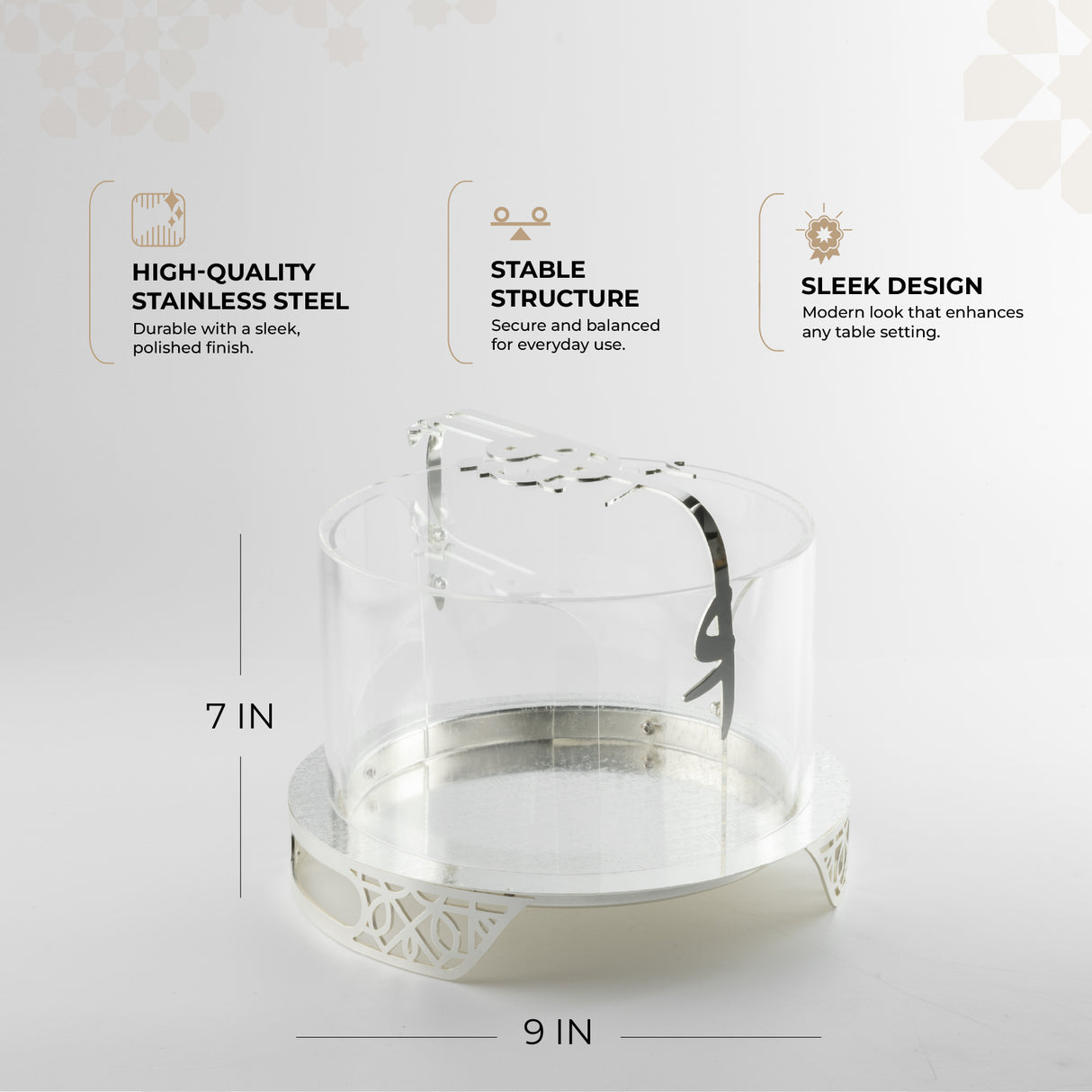 Liqa'a - Small Sleek Plate Stand - Silver