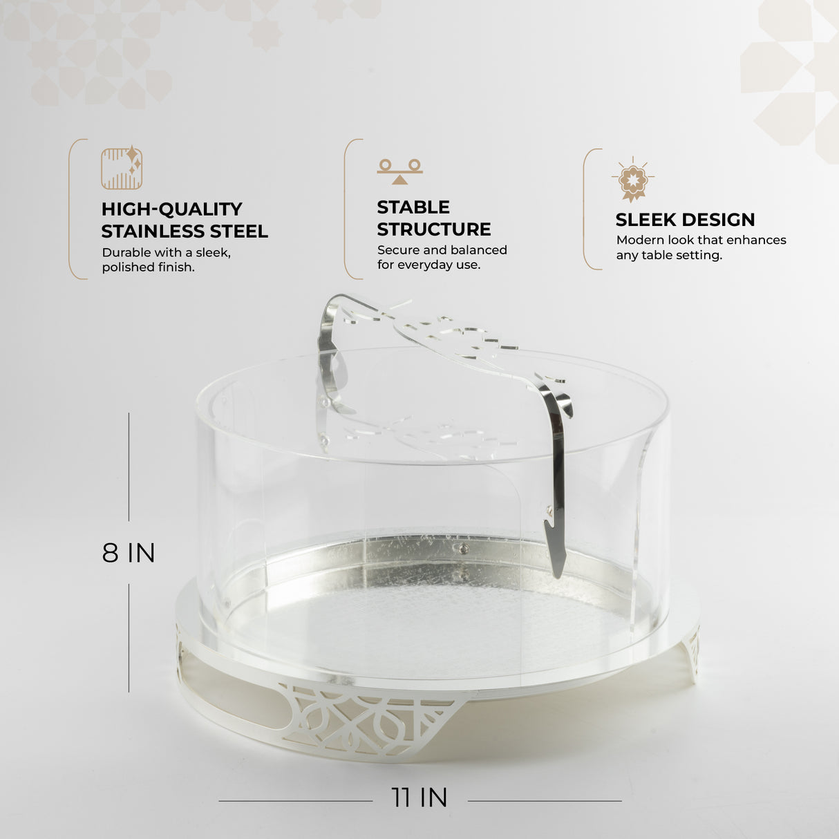 Liqa'a - Large Sleek Plate Stand - Silver