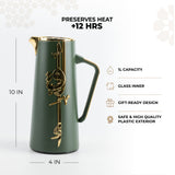 Liqa'a - Vacuum Flask / Thermos - Olive Green  & Gold