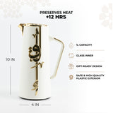 Liqa'a - Vacuum Flask / Thermos - Pearl White & Gold