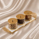 Limited Edition - Snack Serving set (3 Bowls)- White & Gold