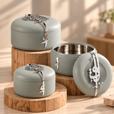 Liqa'a - Food Thermos/ Warm Serv (Set of 3) - Grey & Silver