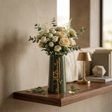 Liqa'a - Medium Decorative Vase - Olive Green  & Gold