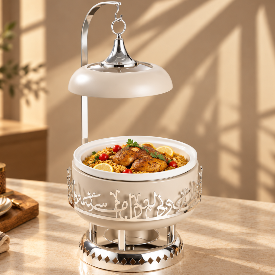 Jiwar - 2.5 Liters Chafer - Beige & Silver