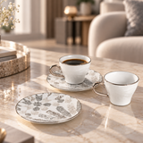 Amal - Espresso /Turkish Coffee Cups, (4-Pc) - Grey & Silver