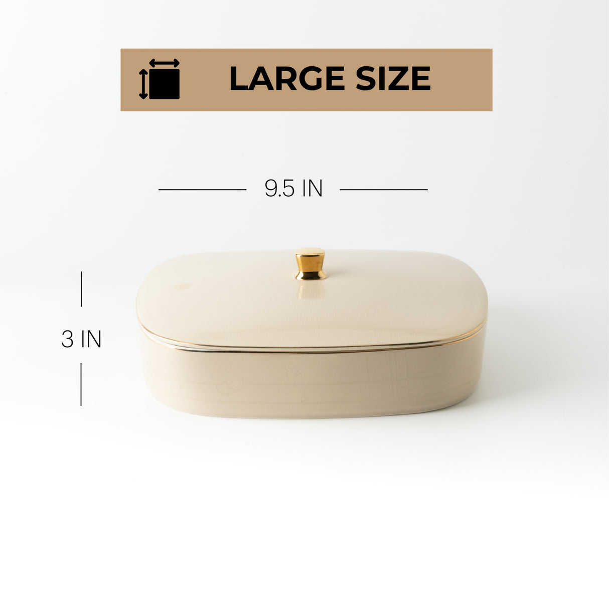 Mirral - Large Decorative Canister - Beige & Gold