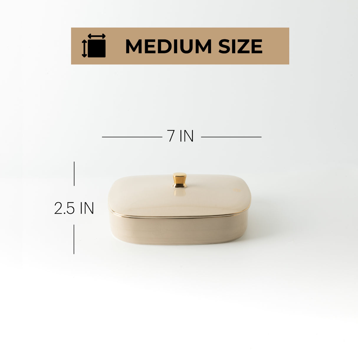 Mirral - Medium Decorative Canister - Beige & Gold