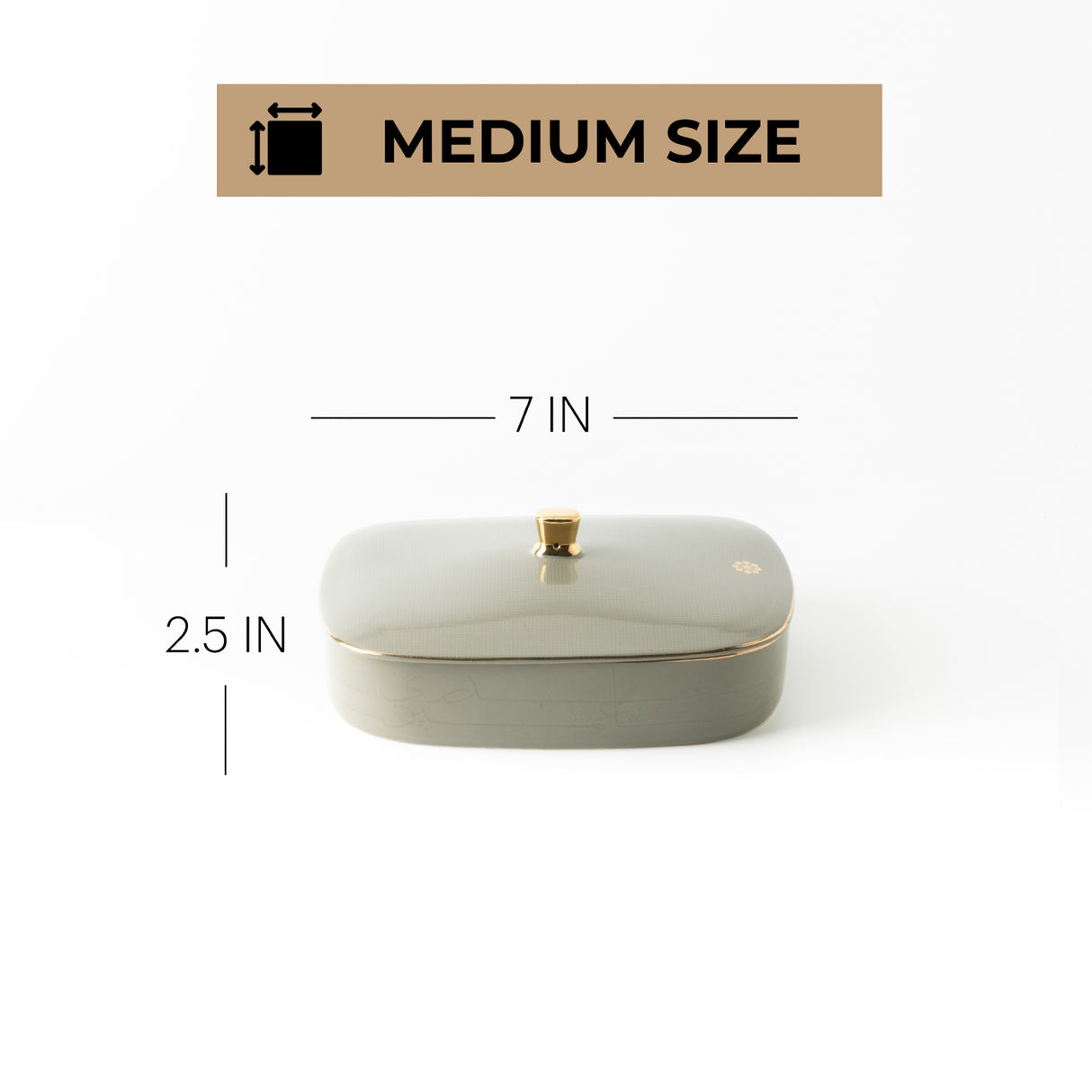 Mirral - Medium Decorative Canister - Grey & Gold